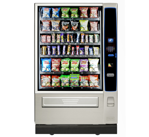 Vendmaster can supply the Crane Merchant Media 6 vending machine offering a wide range of snacks and cold drinks