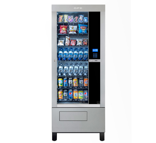 Vendmaster can supply the GPE Slimline vending machine offering a wide range of snacks and cold drinks